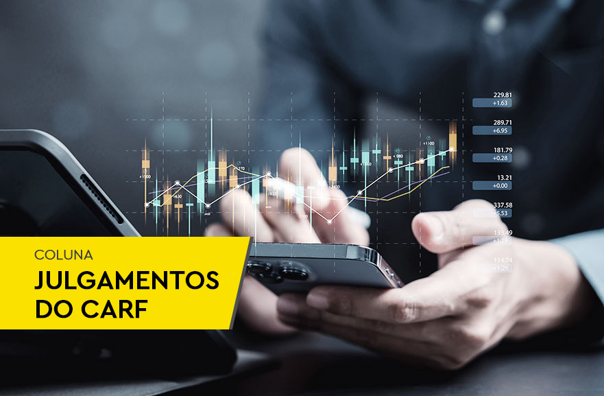 pessoa teclando no celular. Acima, ilustração gráfica da bolsa de valores