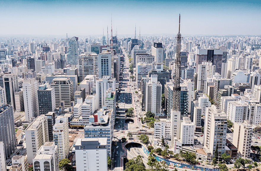 Visão superior do centro urbano da cidade de São Paulo
