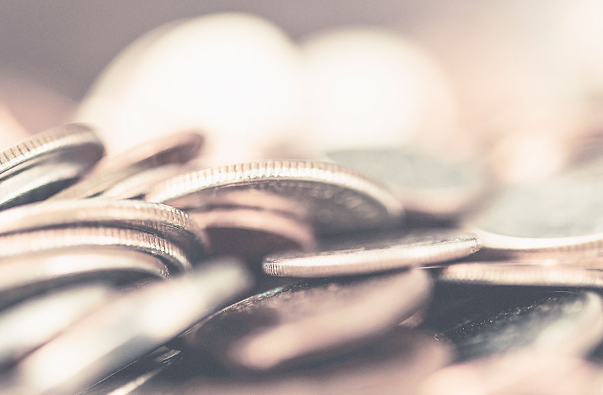 Conjunto de moedas agrupadas