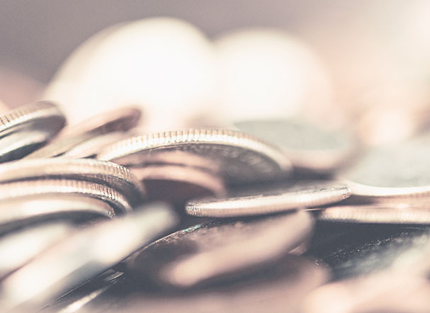 Conjunto de moedas agrupadas