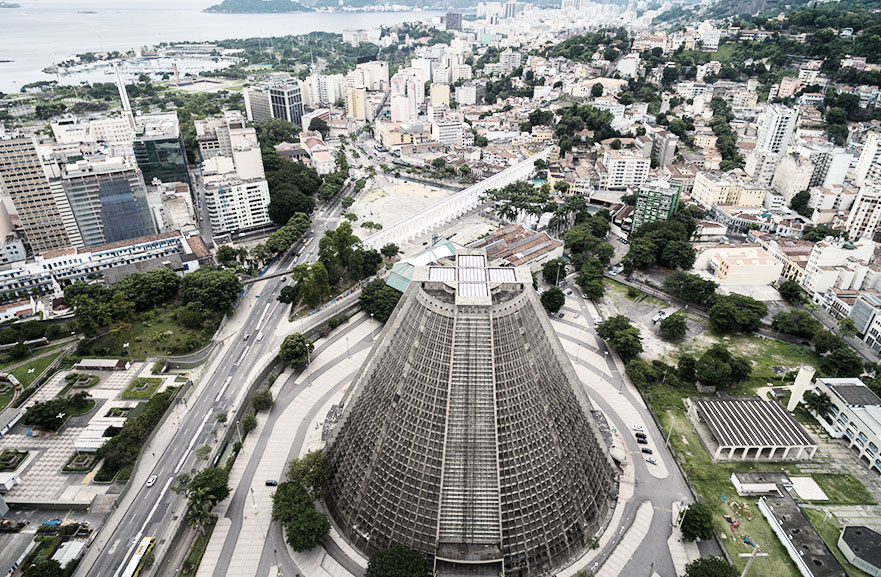 Photo of corporate buildings seen from the top of Rio de Janeiro.